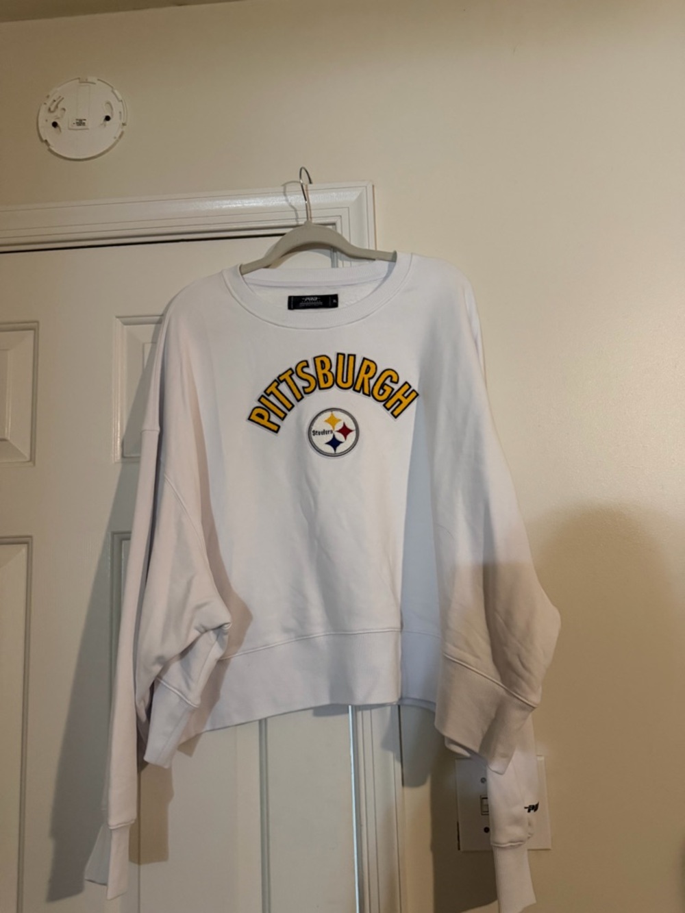 White Pittsburgh Logo Cropped Sweatshirt